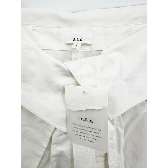 A.L.C. Emilio White Foldover Tie Waist Wide Leg Pants Size 0 NWD - Picture 3 of 7